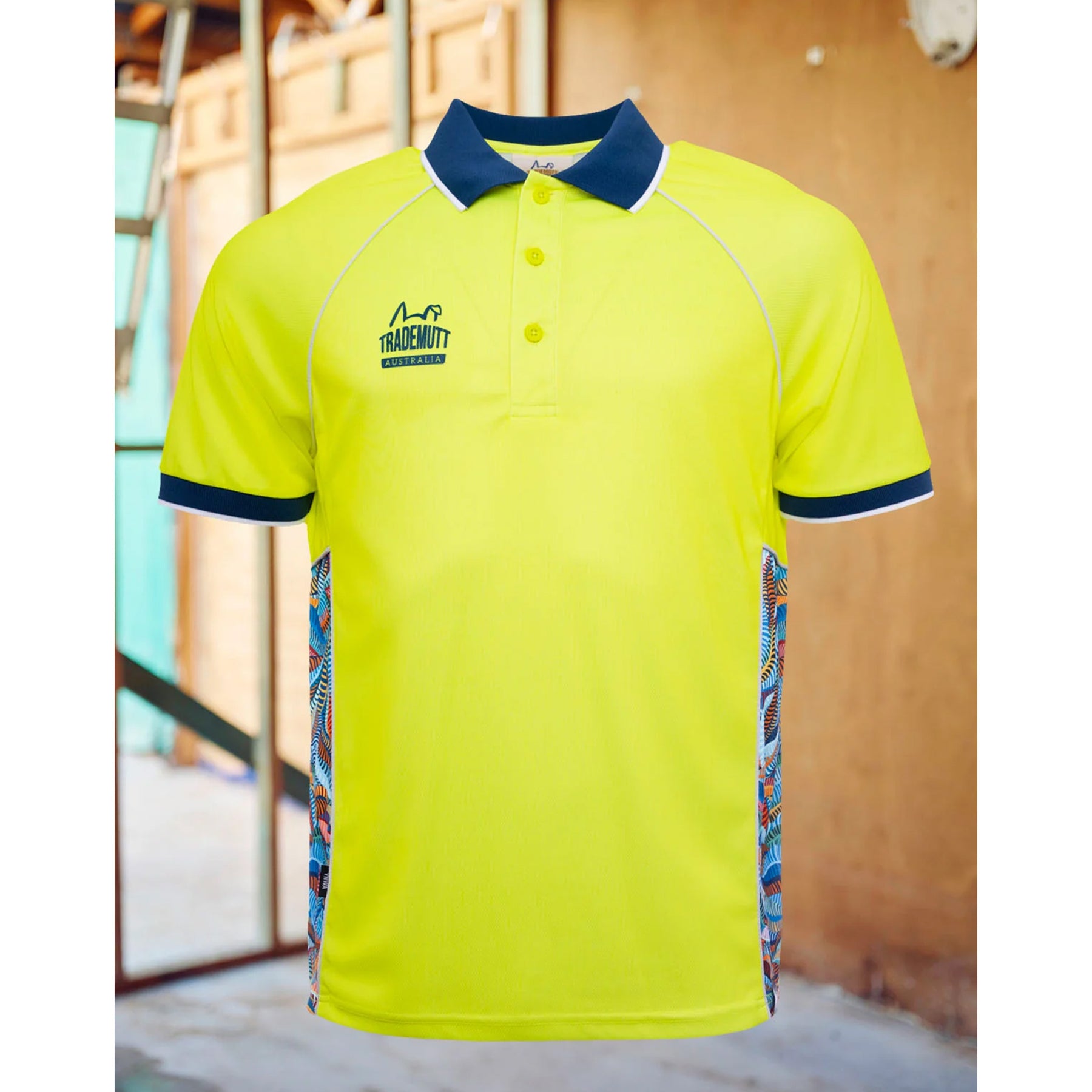 trademutt snazzy yellow polo