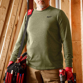 milwaukee tools hybrid work long sleeve tee in green