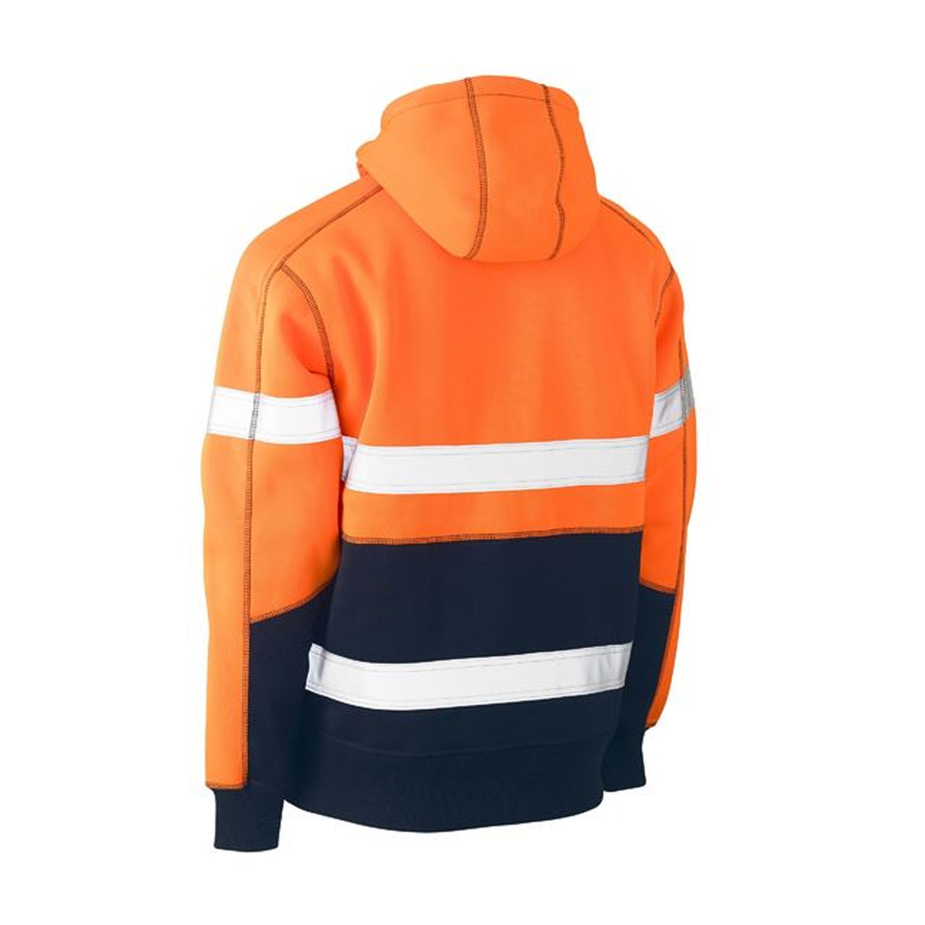 bisley taped two tone fleece hoodie pullover in orange navy