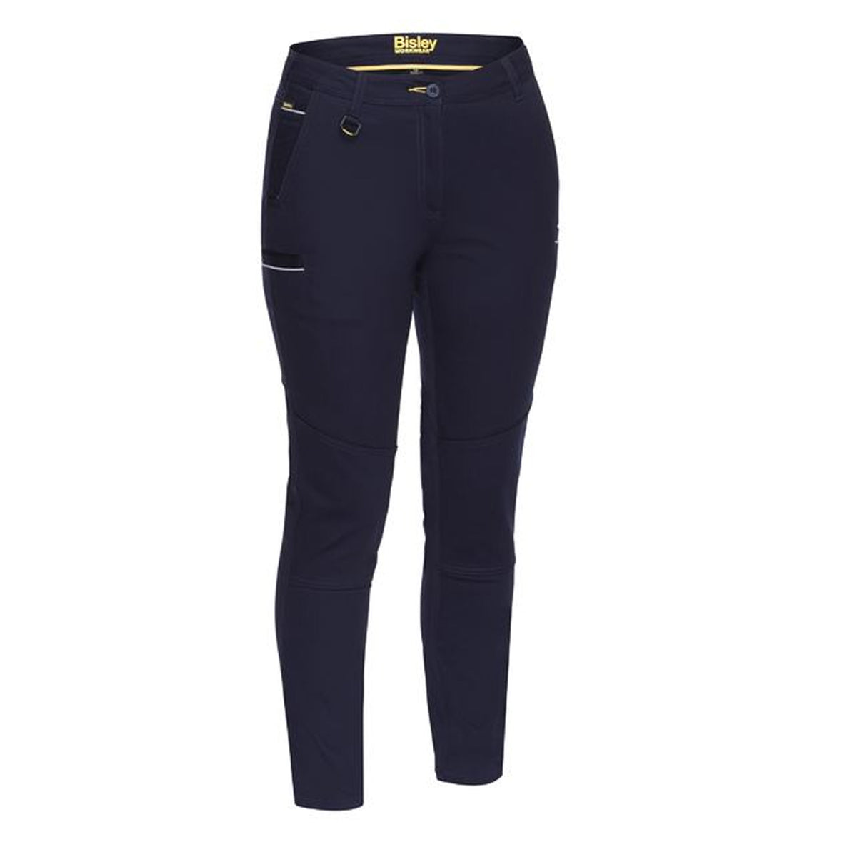 bisley womens mid rise stretch cotton pants in navy