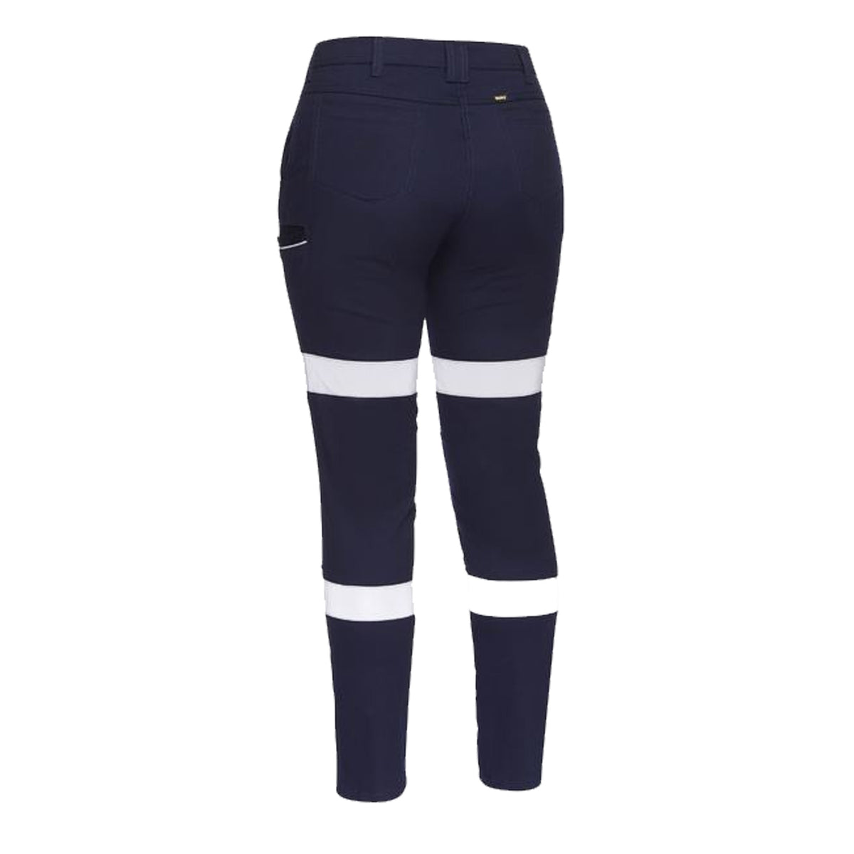 bisley womens taped mid rise stretch cotton pants in navy