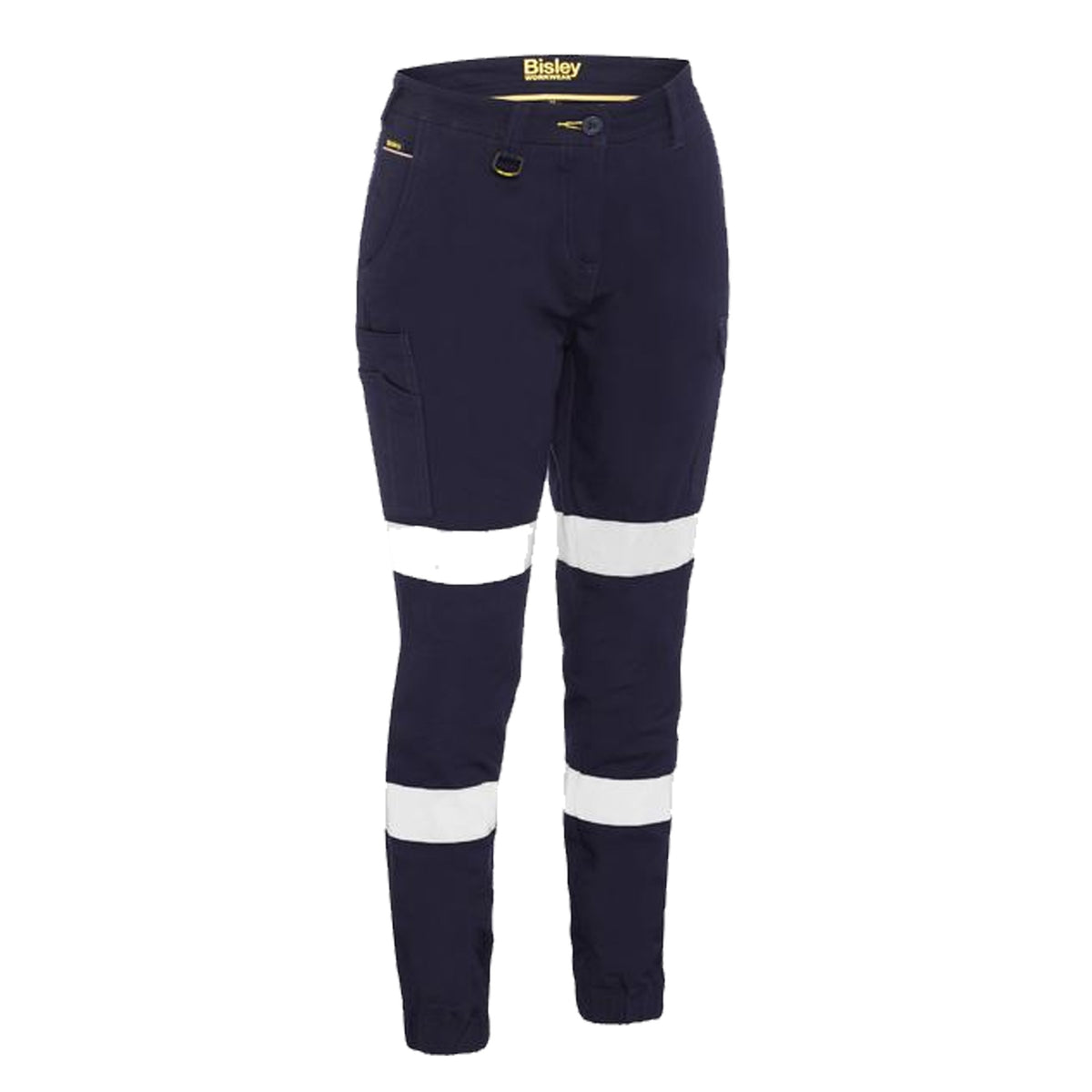 bisley womens taped cotton cargo cuffed pants in navy