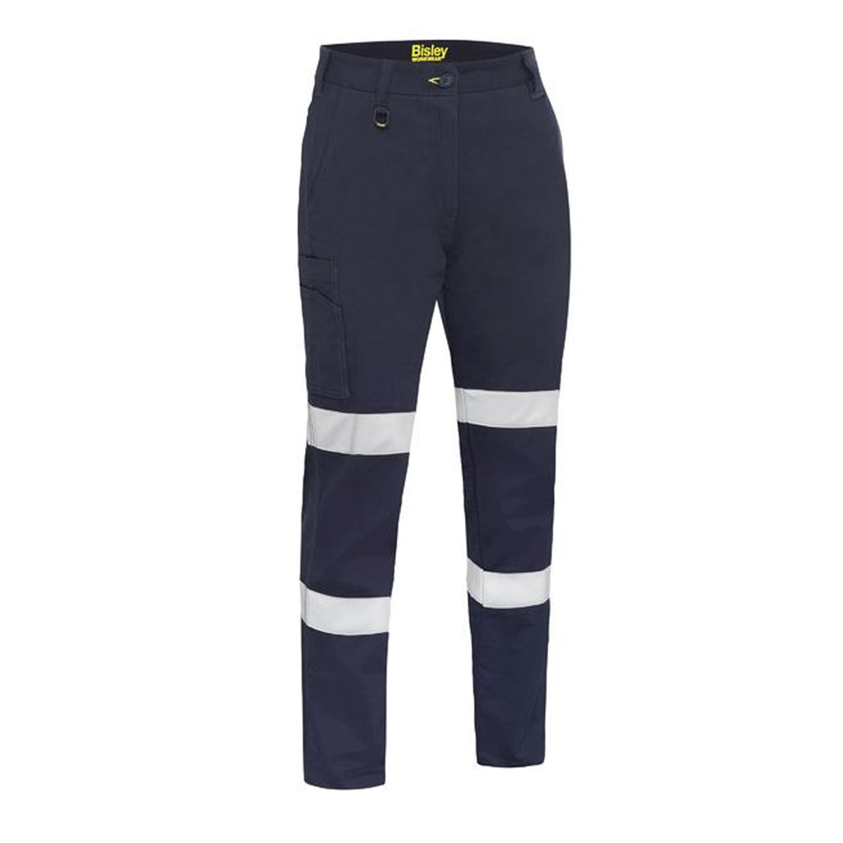 bisley womens taped stretch cotton drill cargo pants in navy