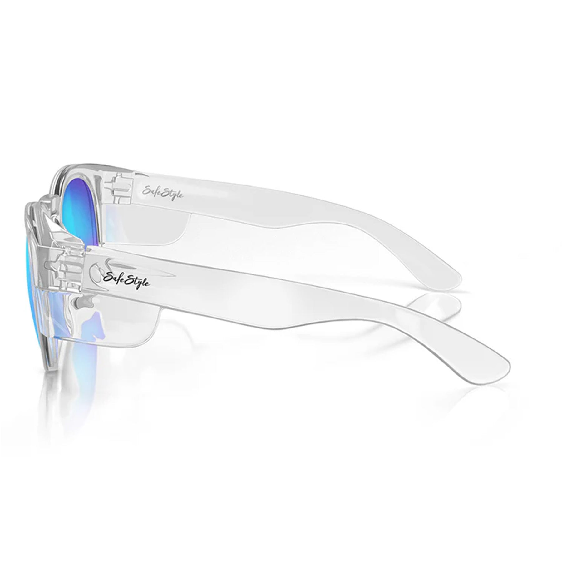 safestyle cruisers clear frame with mirrors blue polarised lens