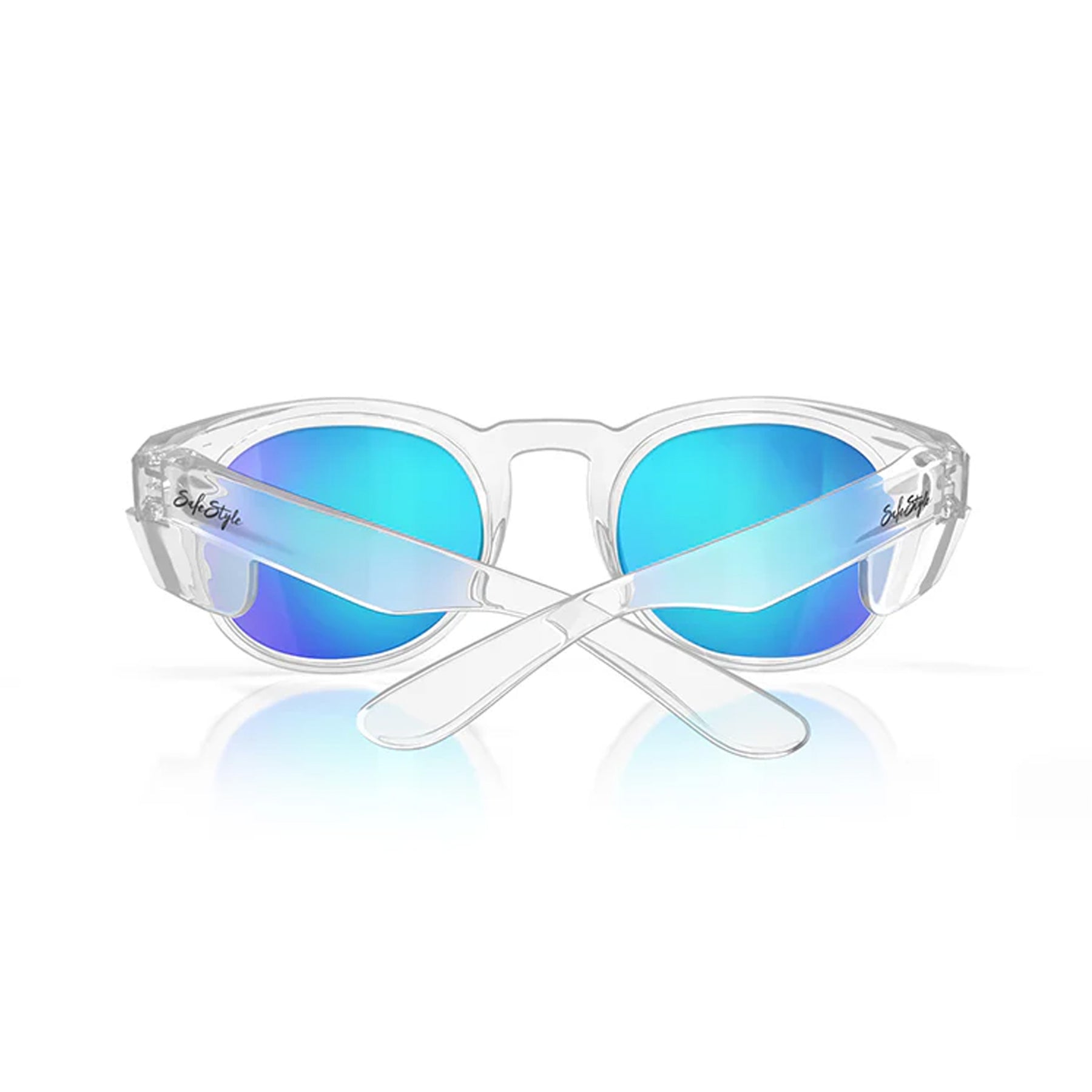 safestyle cruisers clear frame with mirrors blue polarised lens