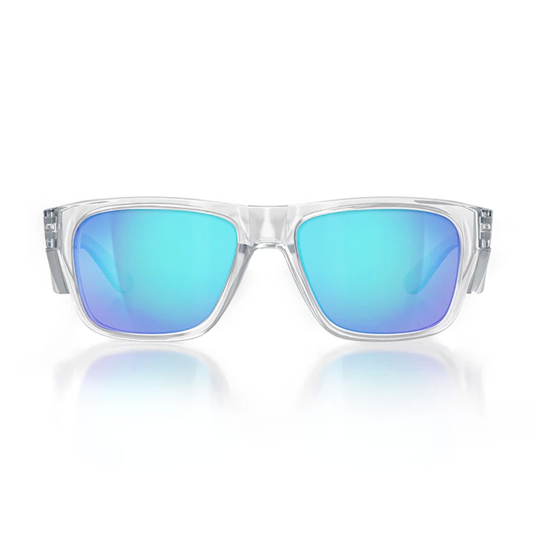 safestyle fusions clear frame with mirror blue polarised lens