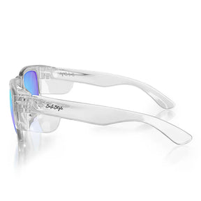 safestyle fusions clear frame with mirror blue polarised lens