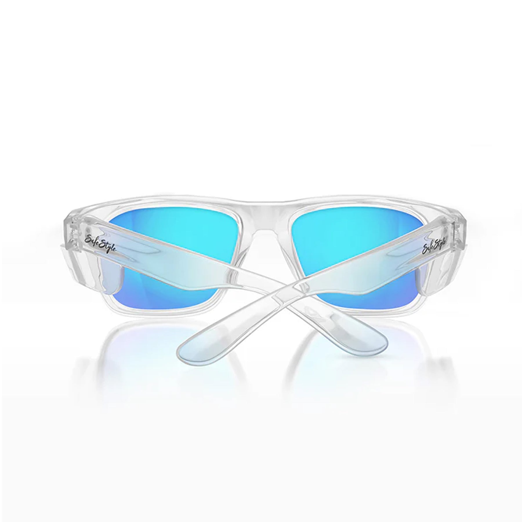 safestyle fusions clear frame with mirror blue polarised lens