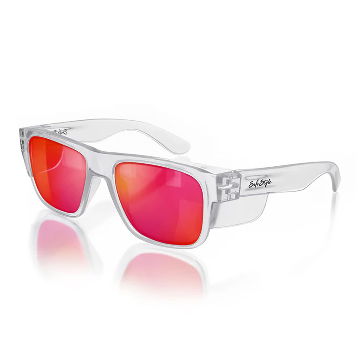 safestyle fusions clear frame with mirrors red polarised lens