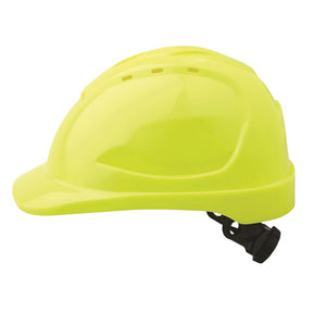 paramount safety products v9 hard hat vented ratchet harness in fluro yellow