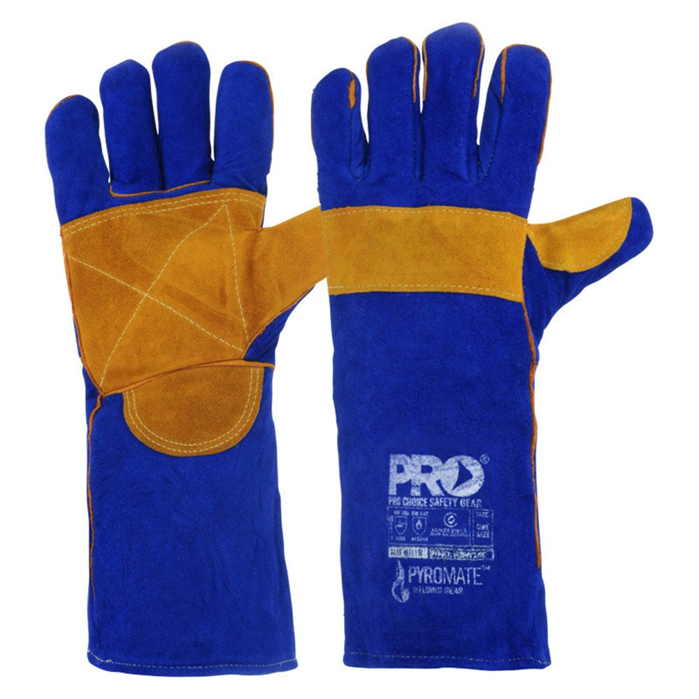 paramount pyromate blue heeler blue and gold kevlar gloves
