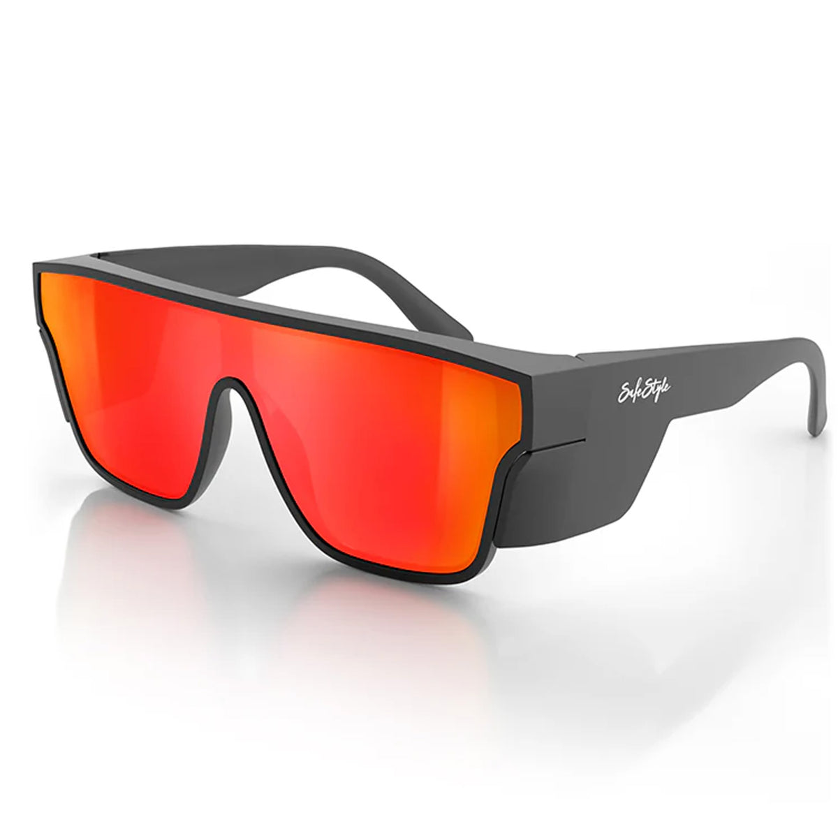 safestyle primes matte black frame with reflectors red lens