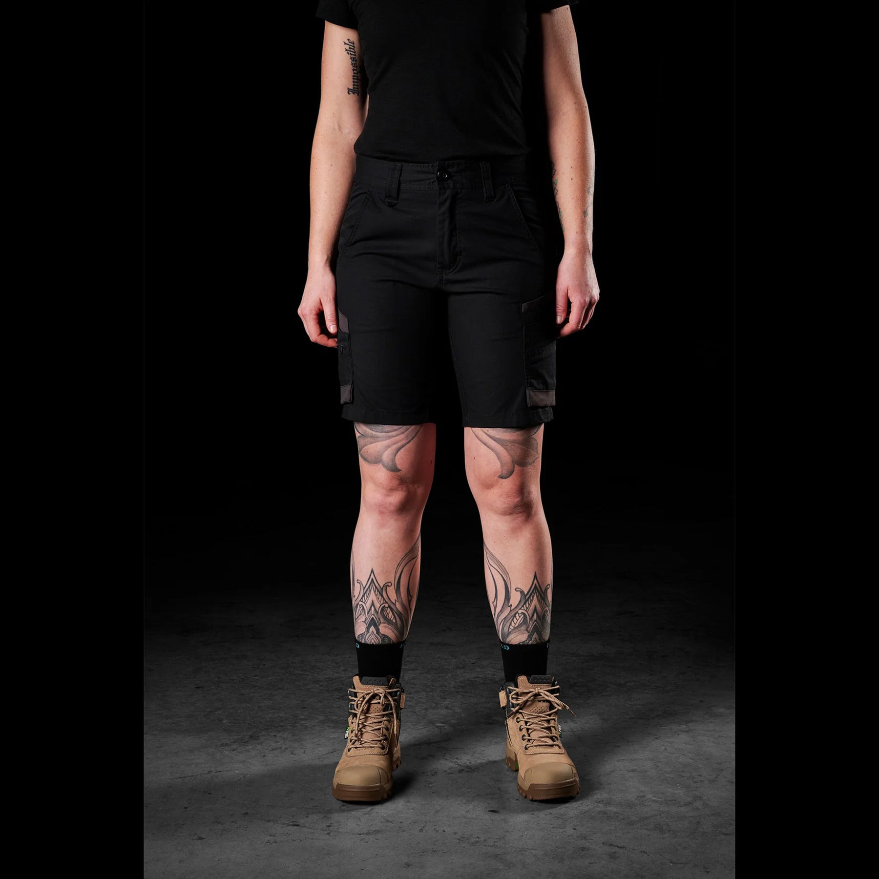 fxd ladies stretch work shorts in black