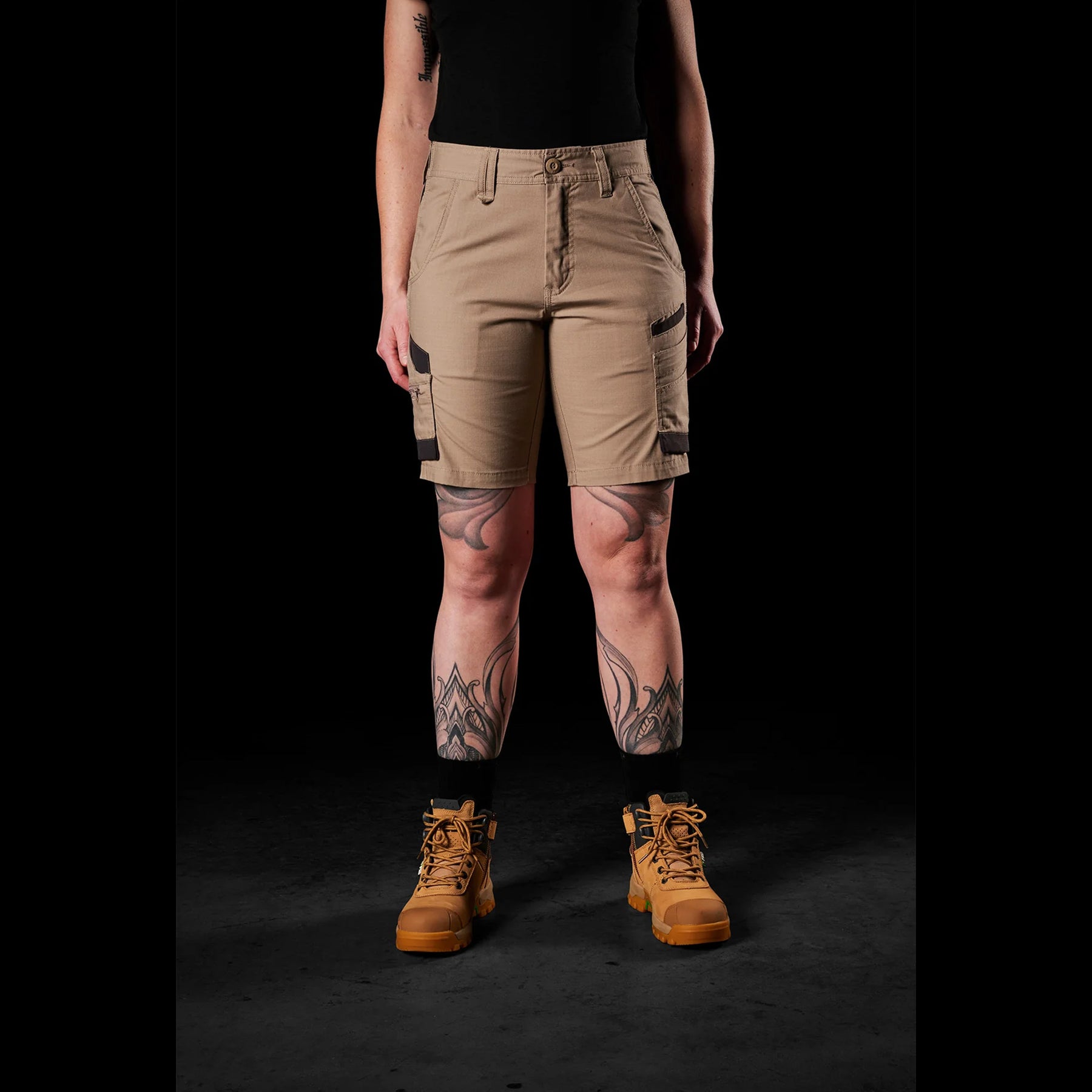 fxd ladies stretch work shorts in khaki