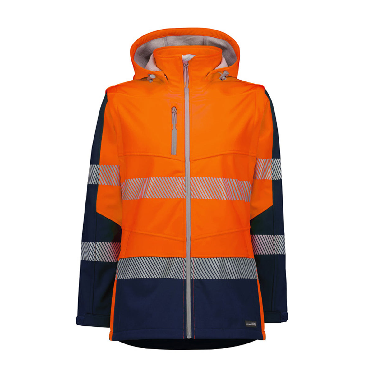 syzmik womens streetworx 2 in 1 stretch softshell jacket in orange navy