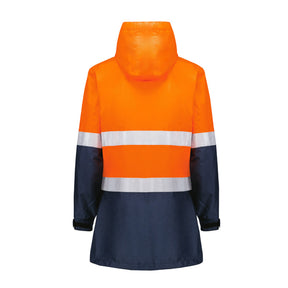 syzmik womens hi vis ultralite waterproof jacket in orange navy