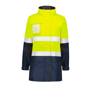 syzmik womens hi vis ultralite waterproof jacket in yellow navy