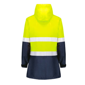 syzmik womens hi vis ultralite waterproof jacket in yellow navy