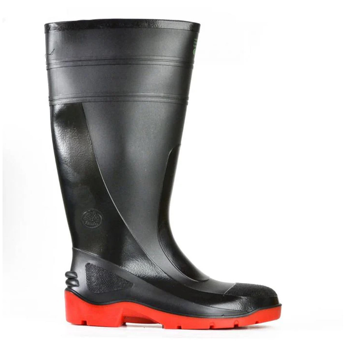 bata utility safety gumboot in black red