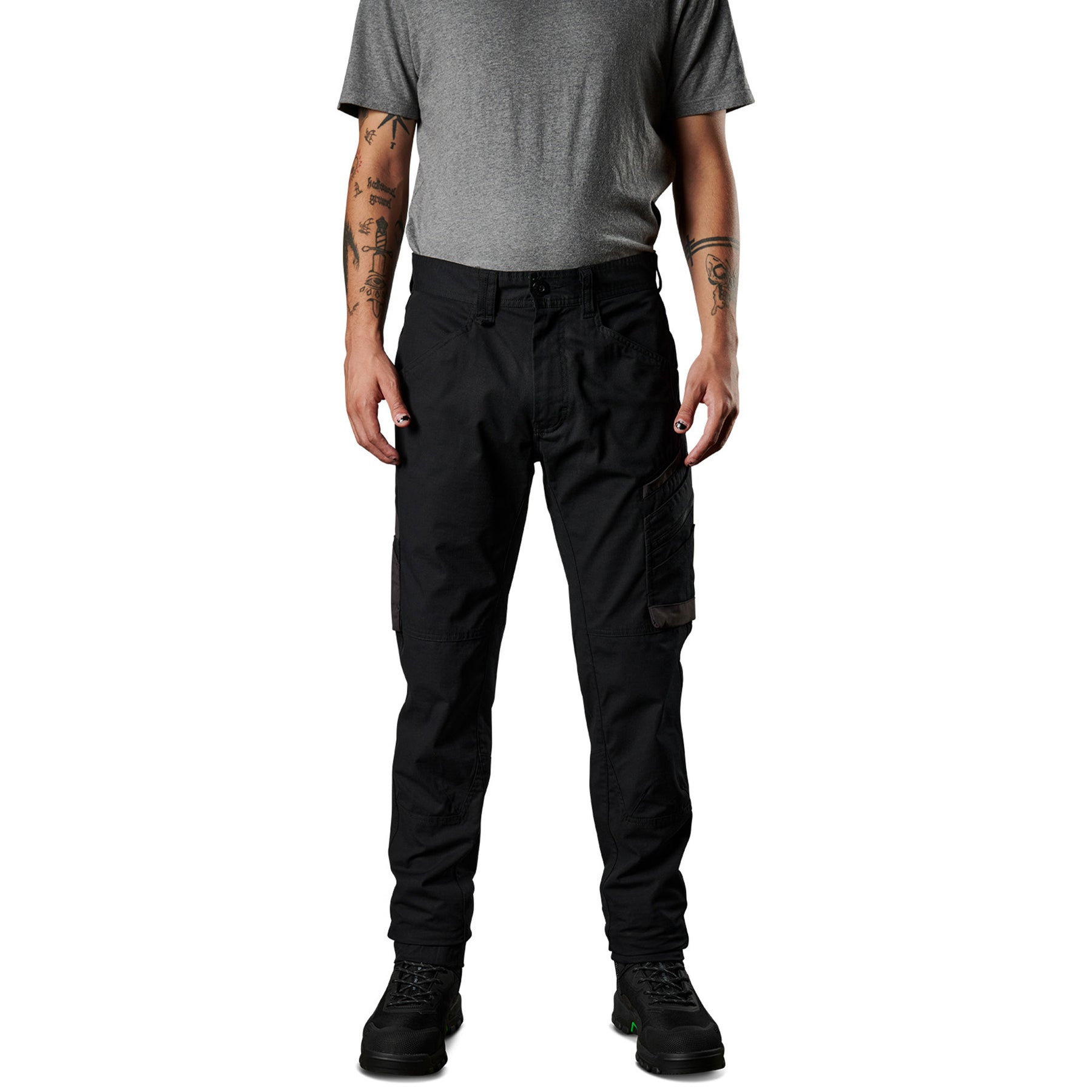 fxd cuffed stretch ripstop work pants in black