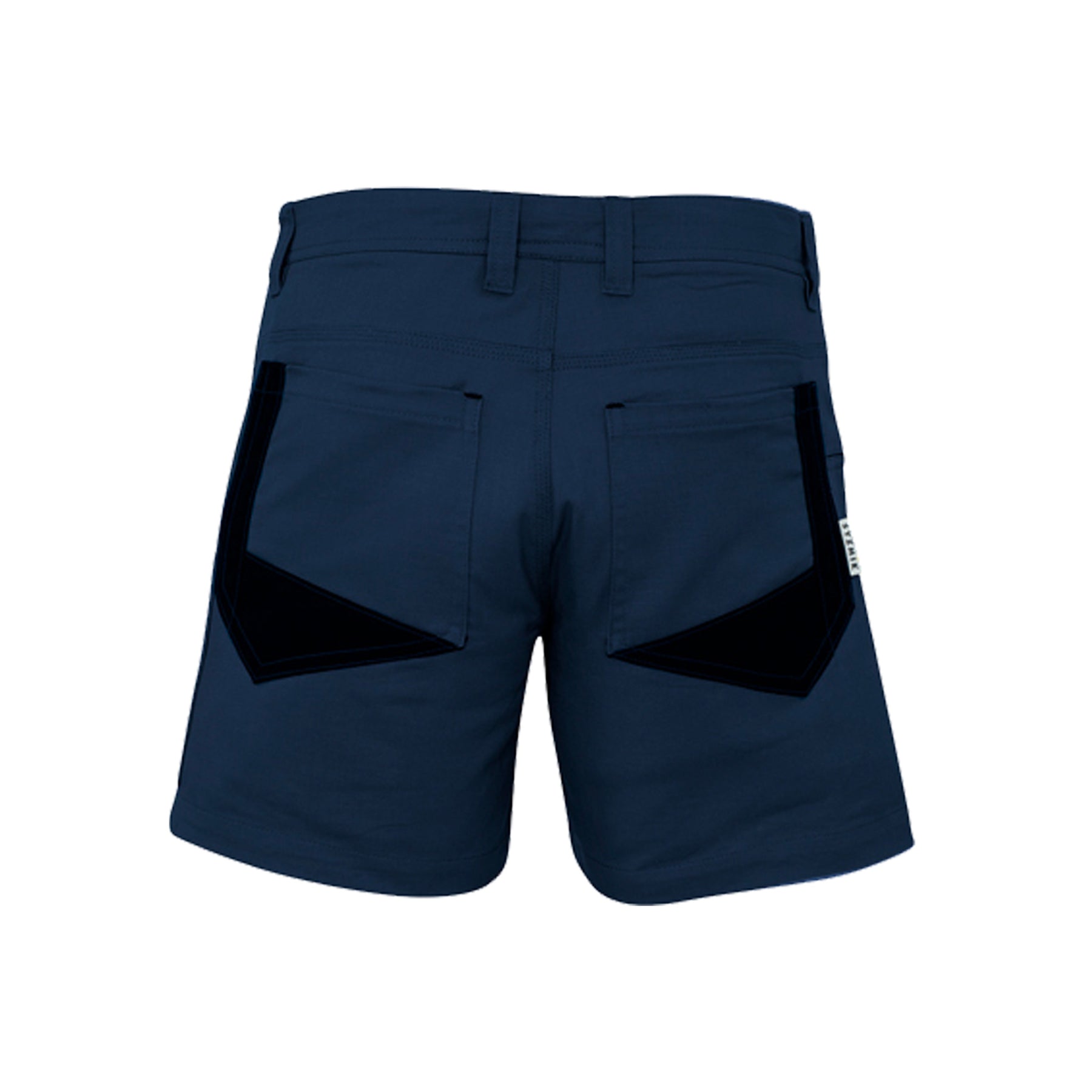 back of rugged cooling short short in navy