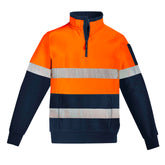 syzmik hi vis zip fleece pullover hoop taped in orange navy